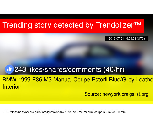 Bmw 1999 E36 M3 Manual Coupe Estoril Blue Grey Leather Interior
